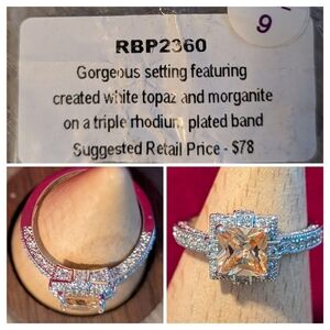 Elegant White Topaz and Morganite Ring